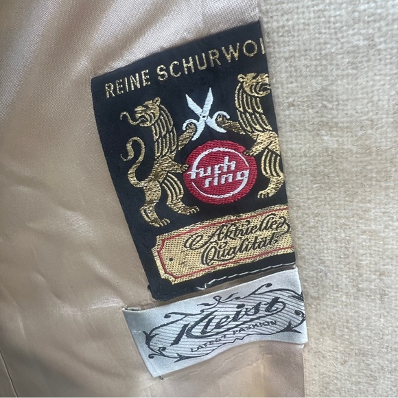 VTG 1960's KLEIST Latest Fashion Cream Yellow Green & Brown Wool Nehru Coat - Picture 10 of 11